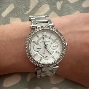 Michael Kors Silver Crystal-Accent Women's Watch